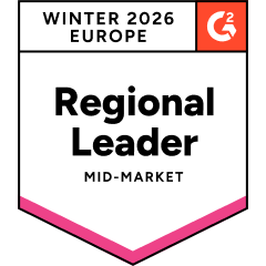 G2 Leader Email Marketing Mid-Market Europe 2026 award badge